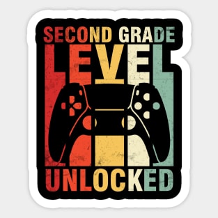 Gamer Student Second Grade Level Unlocked Back To School Day Sticker